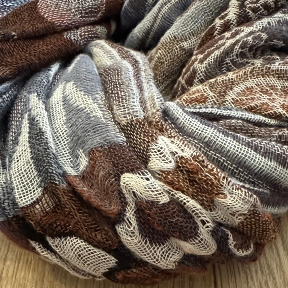 Cozy Textured Scarf Set - Cream, Brown, and Black